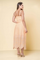 Conjunto de Saia Longa e Cropped Laise Laranja