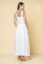 Conjunto de Saia com Cropped Bordado Off White