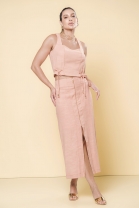 Conjunto de Saia Midi e Blusa Pêssego