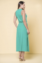 Conjunto de Saia Longa com Amarração e Blusa Cavada Verde