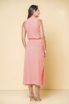 Conjunto de Saia Longa com Amarração e Blusa Cavada Laranja