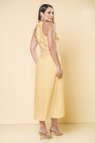 Conjunto de Saia Longa e Blusa Bordado Amarelo