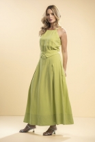 Vestido Longo Acinturado Verde