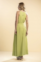 Vestido Longo Acinturado Verde
