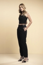 Conjunto de Calça e Cropped Trançado Preto
