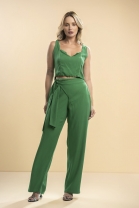 Conjunto de Calça com Amarração e Blusa Verde