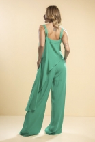 Conjunto de Calça Pantalona e Blusa Assimétrica Verde