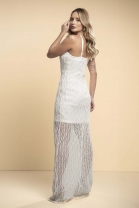 Vestido Longo em Tela Off White