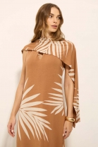 Vestido Longo Estampado Marrom