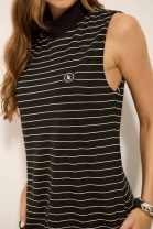 Vestido Longo Listrado Preto e Branco