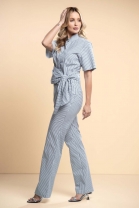 Conjunto de Calça e Blusa com Ajuste Listrado