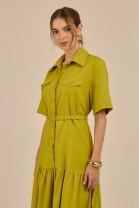 Vestido Longo Com Cinto Lima