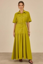 Vestido Longo Com Cinto Lima