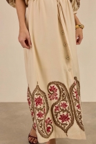 Vestido Midi Bordado Cru