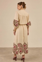 Vestido Midi Bordado Cru