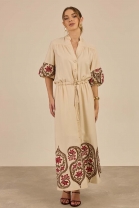 Vestido Midi Bordado Cru