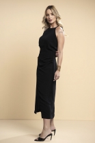 Vestido Midi com Transpasse Preto