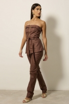 Conjunto de Calça e Blusa Tomara que Caia Marrom