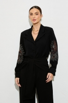 Conjunto de Calça e Camisa Bordada Preta