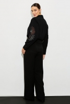 Conjunto de Calça e Camisa Bordada Preta