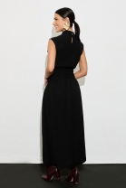 Vestido Bordado com Amarração Frontal Preto