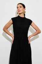 Vestido Bordado com Amarração Frontal Preto