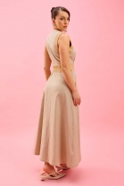 Vestido Midi Acinturado Cru