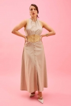 Vestido Midi Acinturado Cru