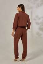 Conjunto de Calça e Jaqueta Curta Marrom