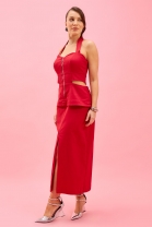 Vestido Midi Frente Única Vermelho