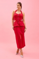 Vestido Midi Frente Única Vermelho