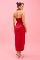 Vestido Midi Frente Única Vermelho