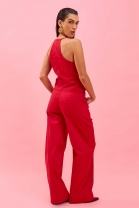 Conjunto de Calça e Cropped com Ajuste Vermelho