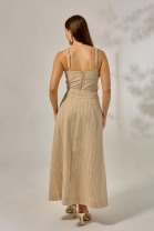 Conjunto de Saia e Cropped com Drapeado Listrado