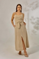 Conjunto de Saia e Cropped com Drapeado Listrado