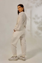 Conjunto de Calça e Blusa em Malha Off White