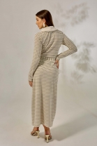 Conjunto de Saia e Blusa Manga Longa Listrado Verde