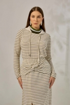 Conjunto de Saia e Blusa Manga Longa Listrado Verde