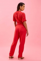 Conjunto de Calça e Croppe com Amarração Vermelho