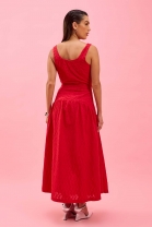 Vestido Midi em Laise Vermelho