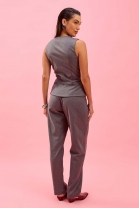 Conjunto de Calça e Colete Assinturado Cinza