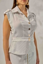 Conjunto de Saia Midi e Colete Off White