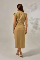 Conjunto de Saia Midi e Colete Castor