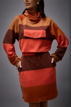 Vestido Curto Manga Longa Colorido Listrado