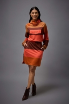 Vestido Curto Manga Longa Colorido Listrado