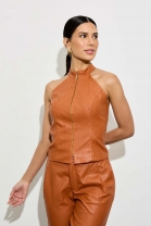 Conjunto de Calça e Blusa em Couro Ferrugem