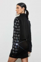 Conjunto de Saia e Blazer Cropped Preto