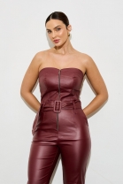 Macacão Tomara Que Caia em Couro Vinho