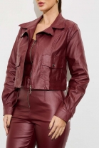 Jaqueta em Couro Vinho