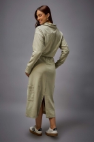 Vestido Mídi com Fenda Traseira Verde